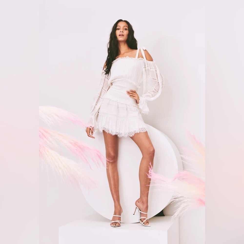Rococo Sand | Mia Short Off The Shoulder Dress In White New Size Large